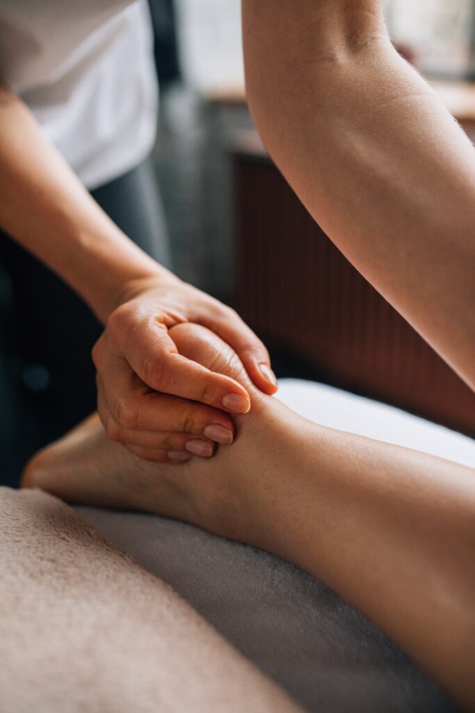 Foot massage gives relaxation 